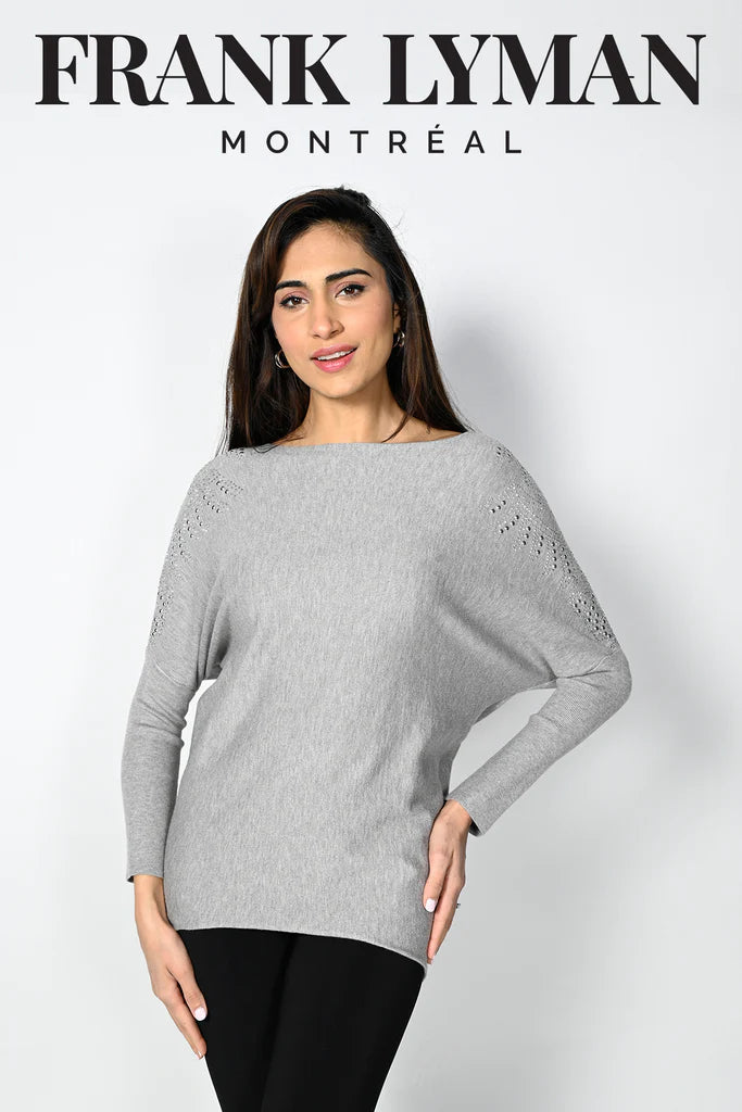 Frank Lyman 224568U Grey Sparkle Knit Top