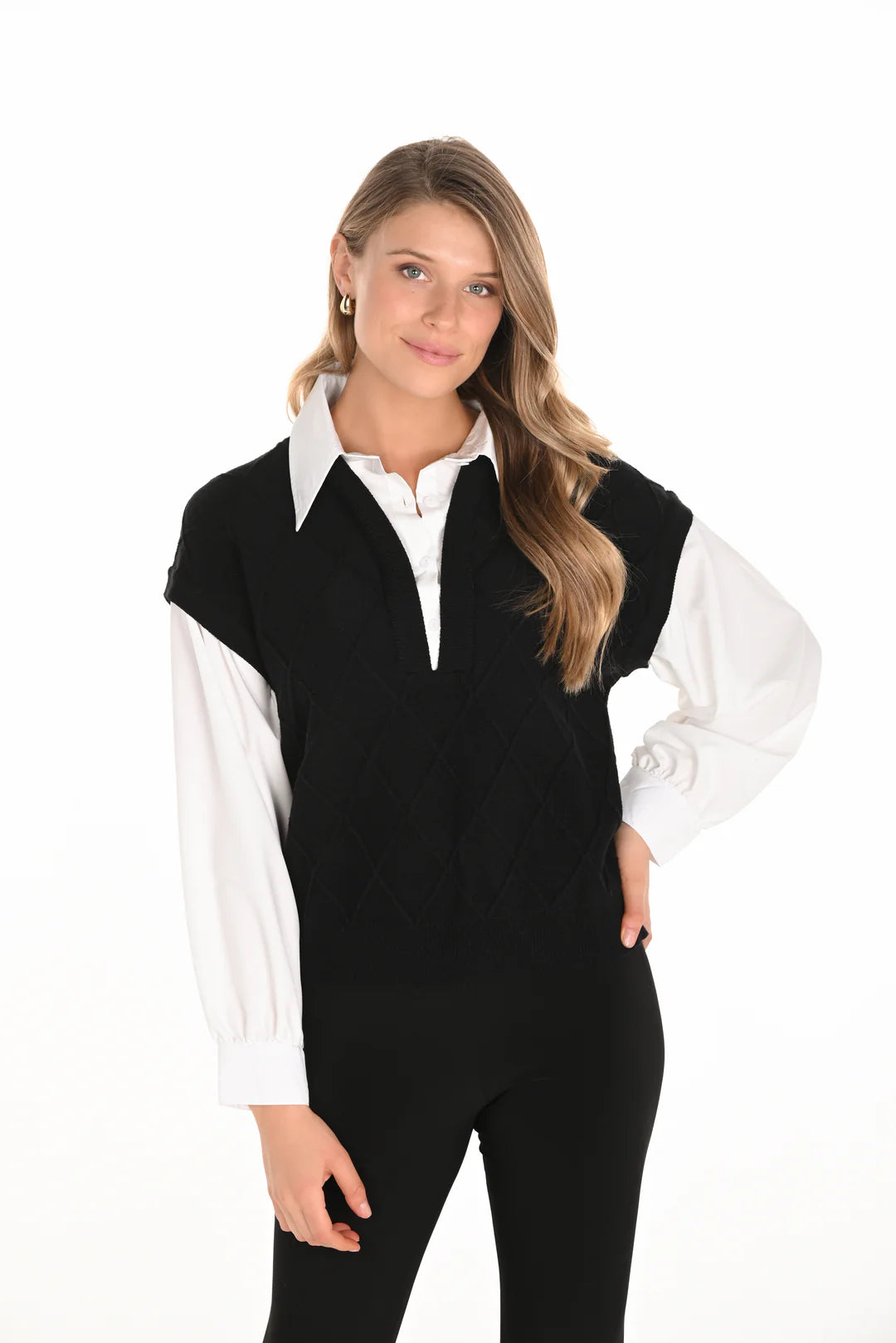 V-neck Diamond Puff Sleeve Style 253828 FL