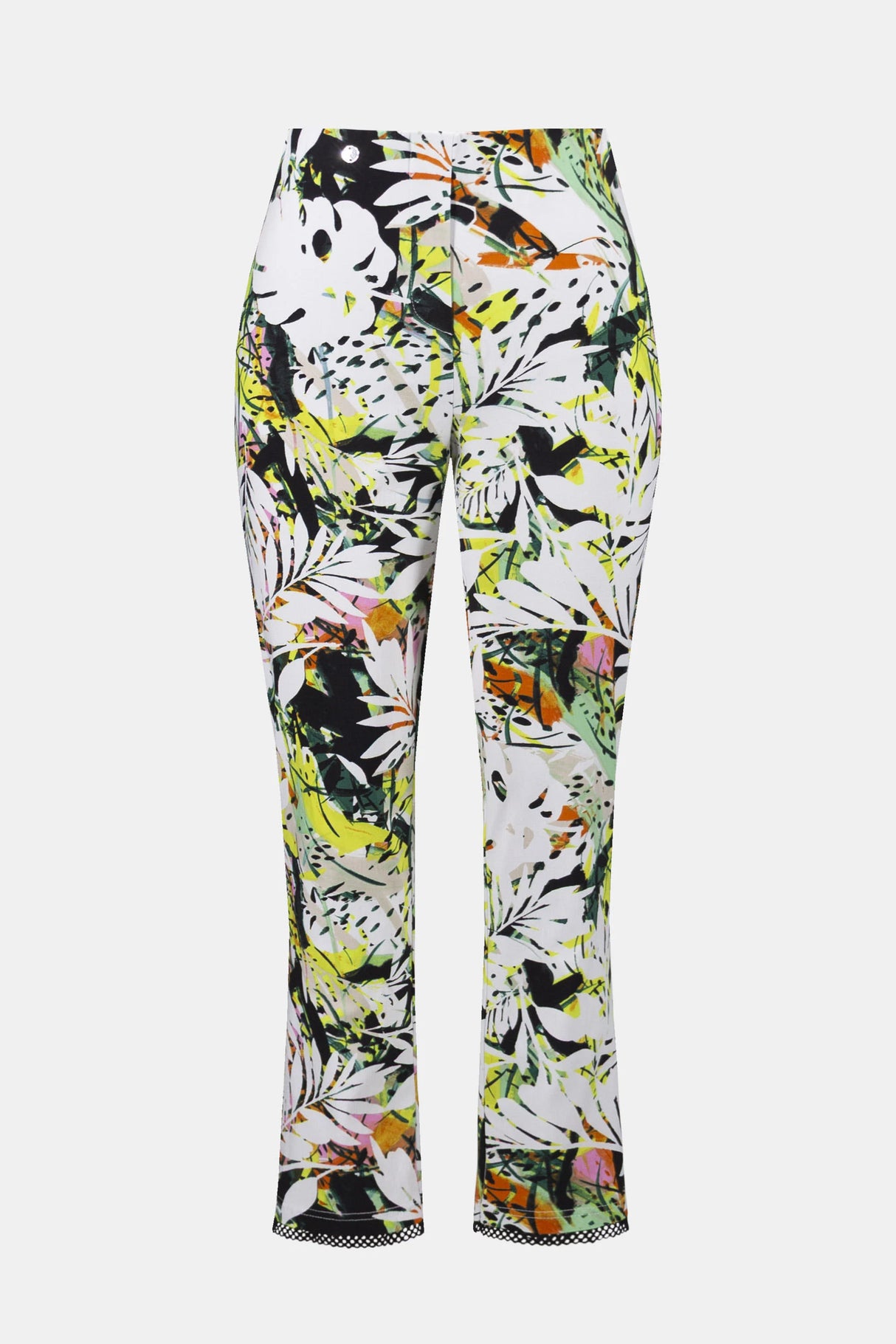 Millennium Tropical Print Pull-On Pants With Mesh Detail 261603
