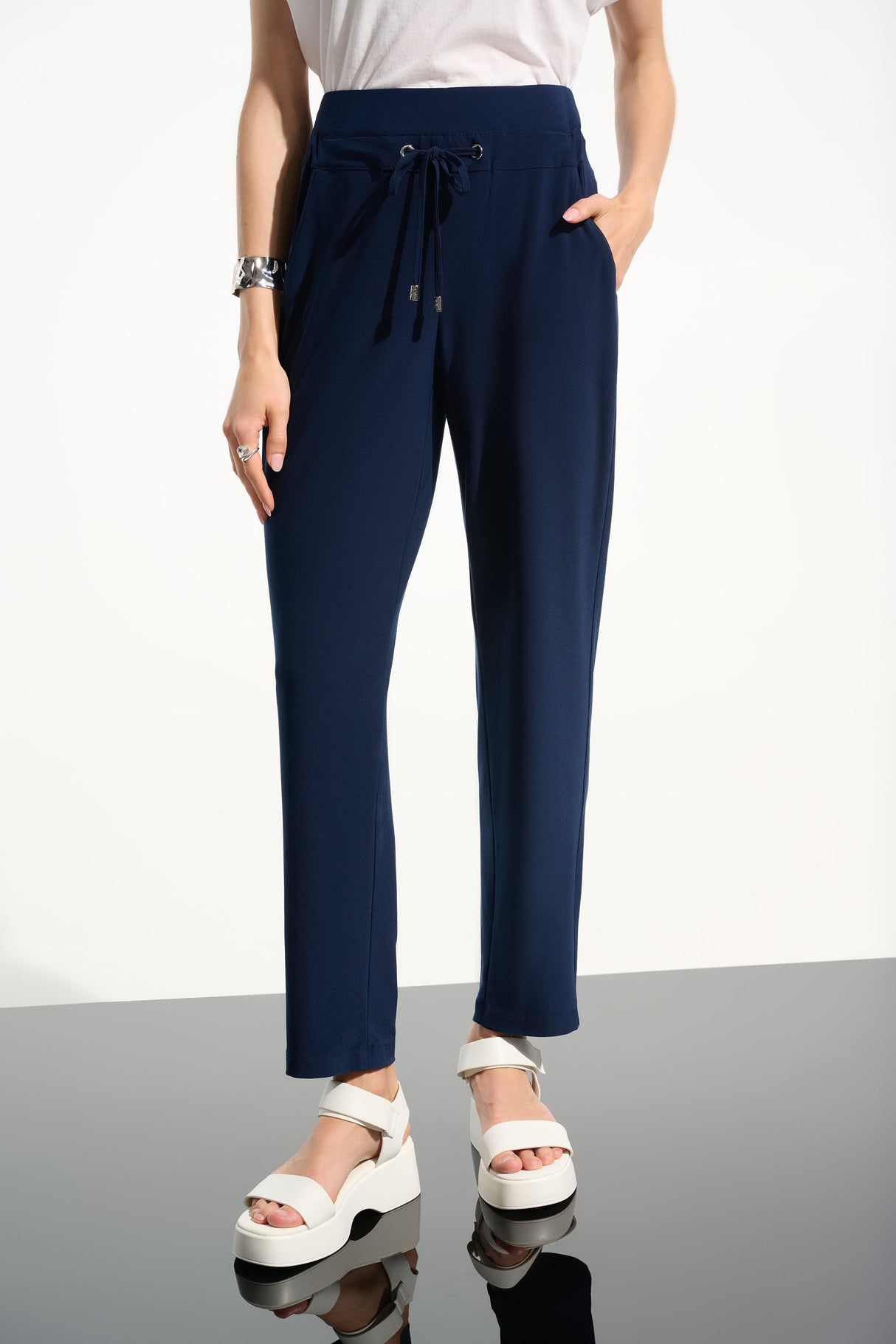 JOSEPH RIBKOFF Silky Knit Pull-On Jogger Pants With Drawstring 261626