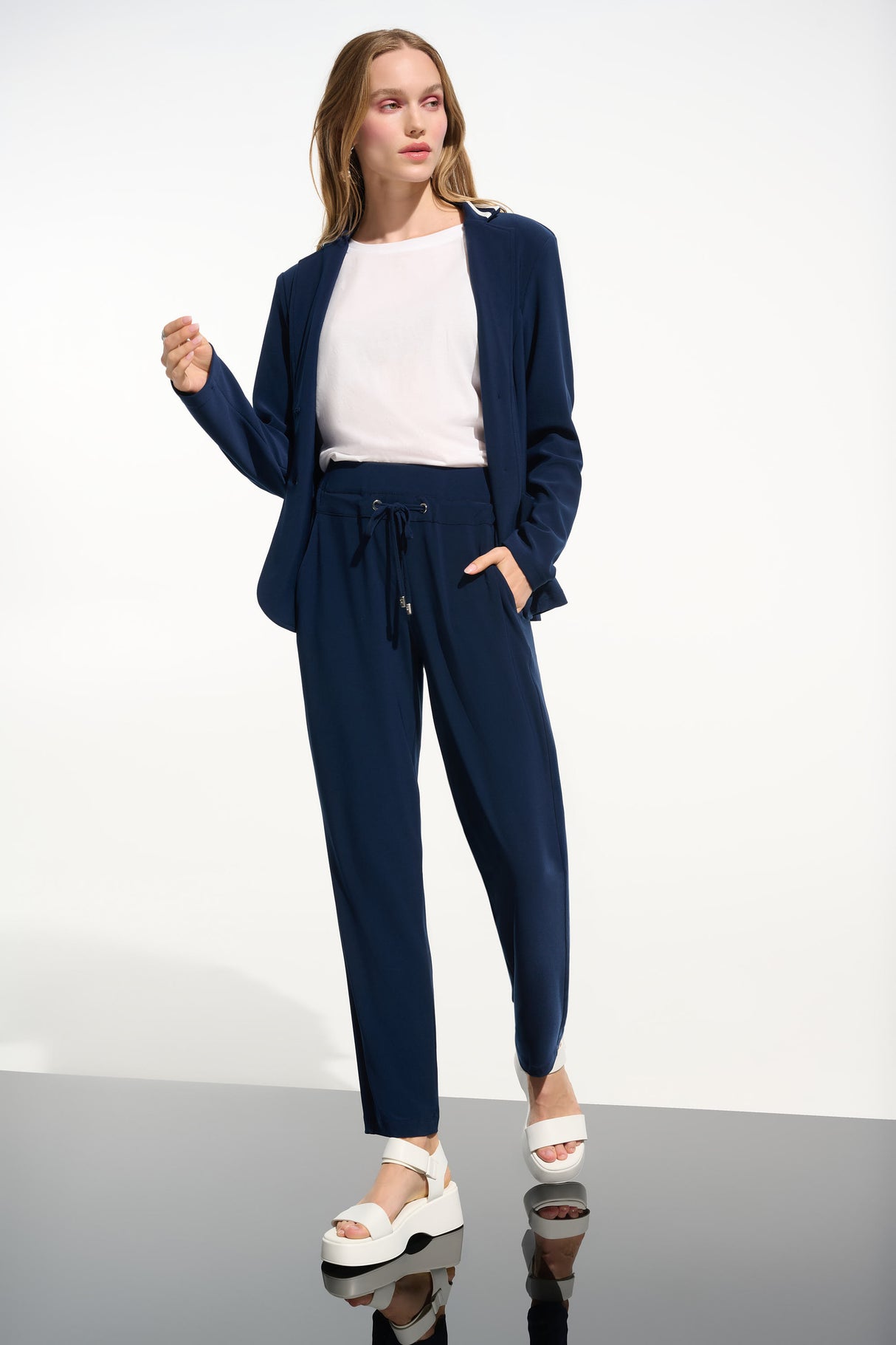 JOSEPH RIBKOFF Silky Knit Pull-On Jogger Pants With Drawstring 261626