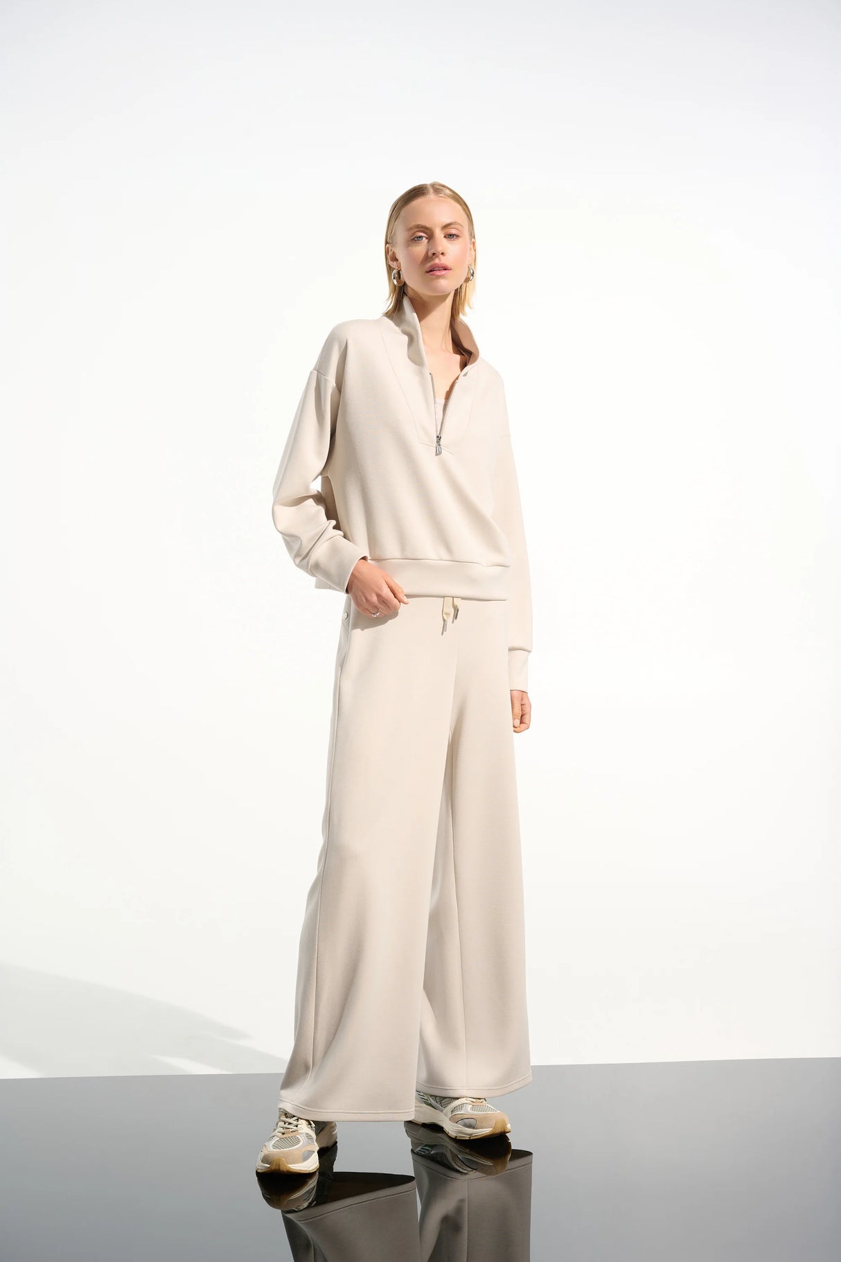 Scuba Jersey Wide Leg Pull-On Pants With Drawcord 261649