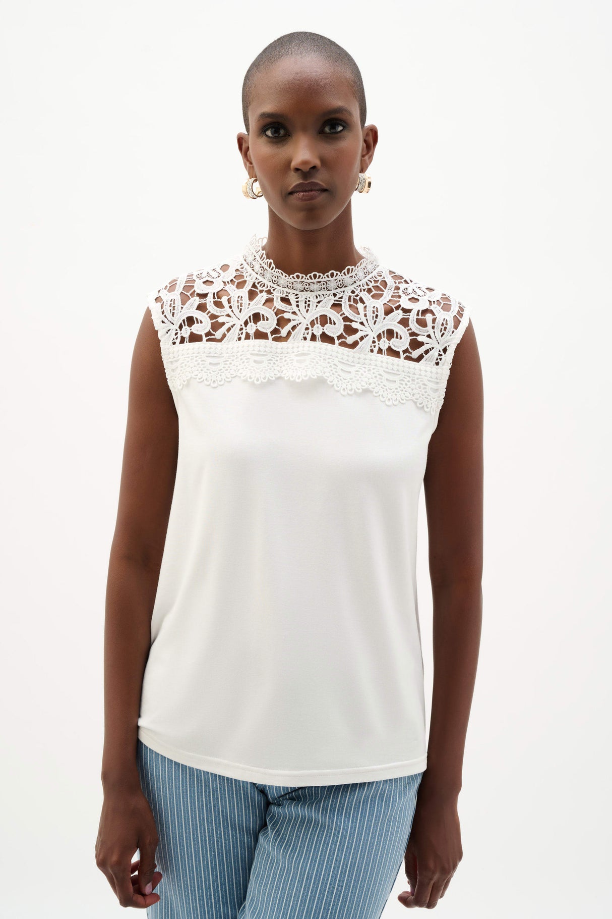 Jersey And Guipure Lace Fitted Top 262073