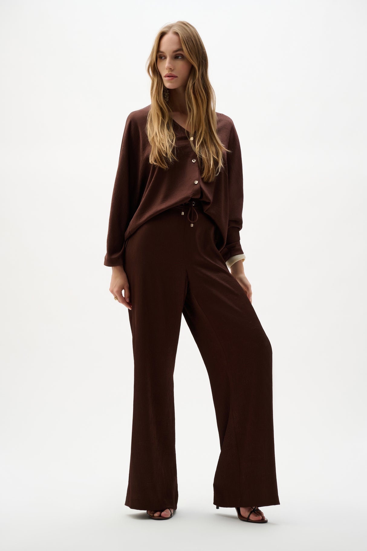 Crushed Satin Boxy Top With Dolman Sleeves 262153