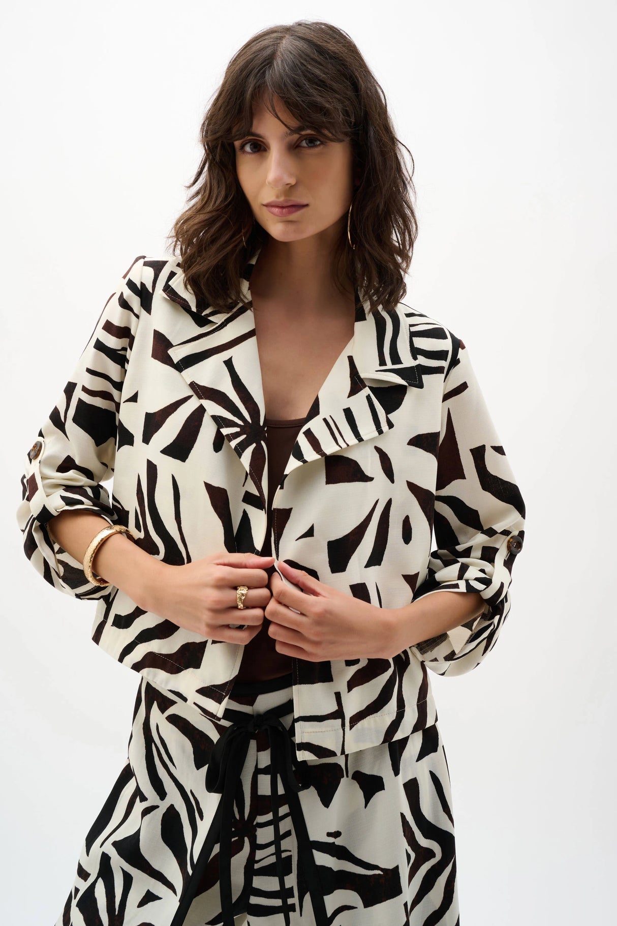 Woven Gauze Tropical Print Boxy Blazer 262193