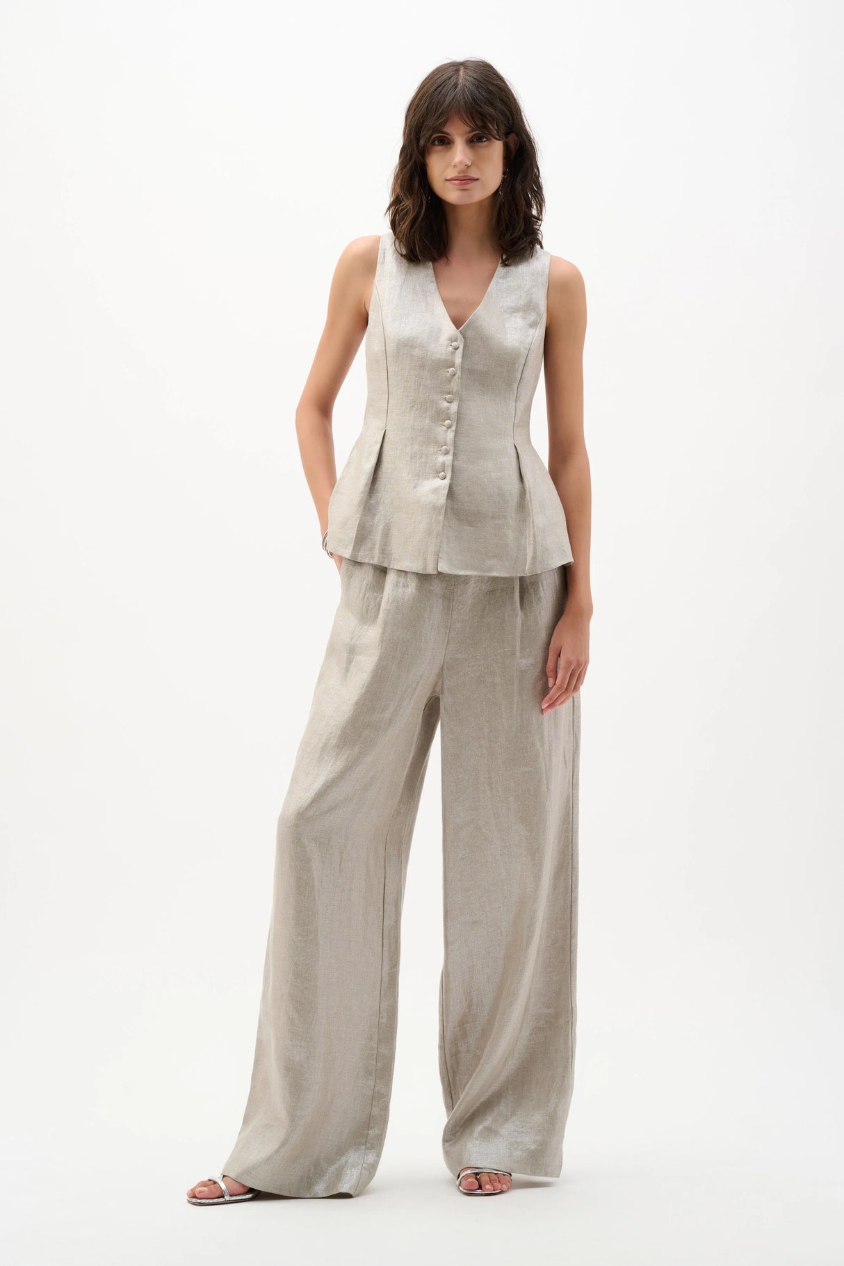 Joseph Ribkoff Linen Peplum Vest 262944