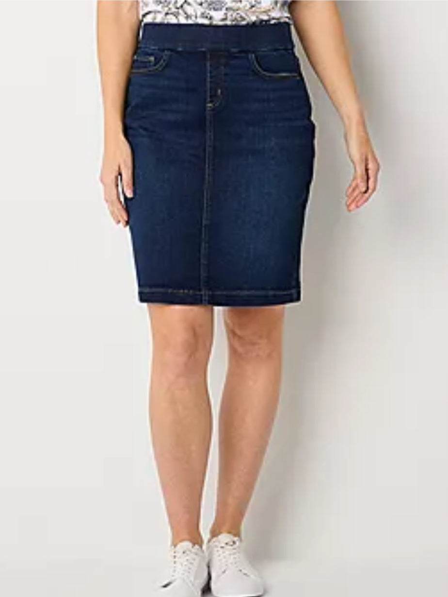 Liverpool LM6107CH4 Los Angeles Chloe Pull-On Pencil Skirt Crosshatch Cartersville