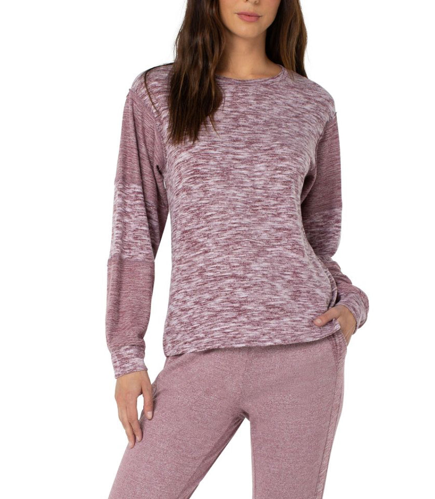 LIVERPOOL Crew Neck Pullover with Raw Edge Seams LM8540KN15