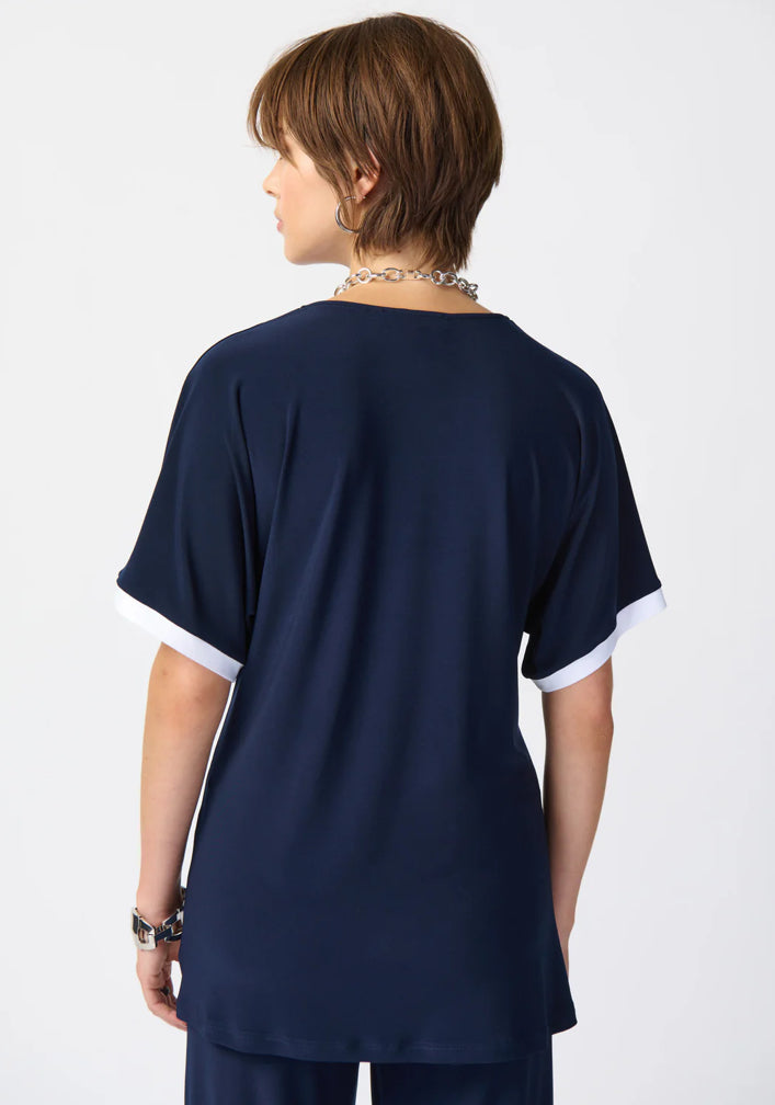 Joseph Ribkoff 241279 LDS Top Midnight Blue/Vanilla (Part of set)