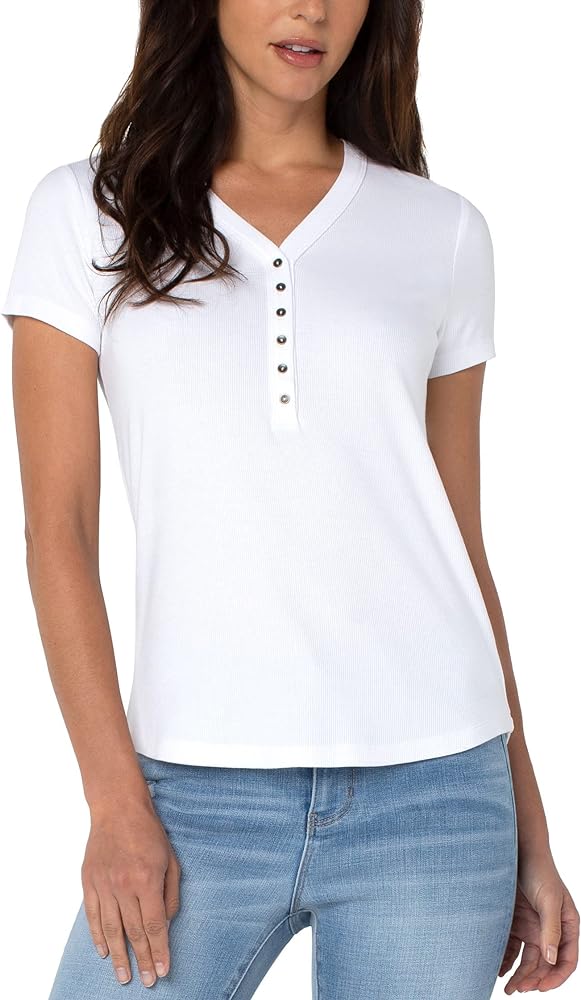 LIVERPOOL SHORT SLEEVE HENLEY TEE IN WHITE STYLE: LM8568K40