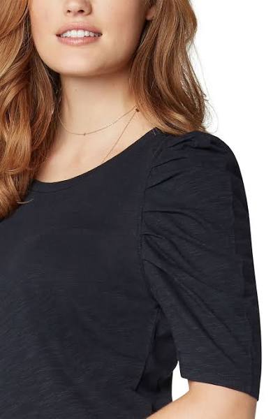 LIVERPOOL SHORT SLEEVE SHIRRED SLUB KNIT TEE IN BLACK STYLE: LM8581K15