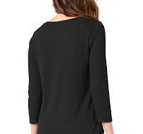 LIVERPOOL 3/4 SLEEVE KNIT TEE IN Black LM8226K40