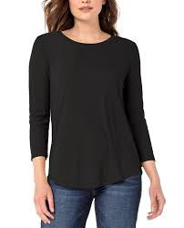 LIVERPOOL 3/4 SLEEVE KNIT TEE IN Black LM8226K40