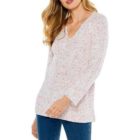 NIC+ZOE S221156 PRISM STITCH SWEATER PINK