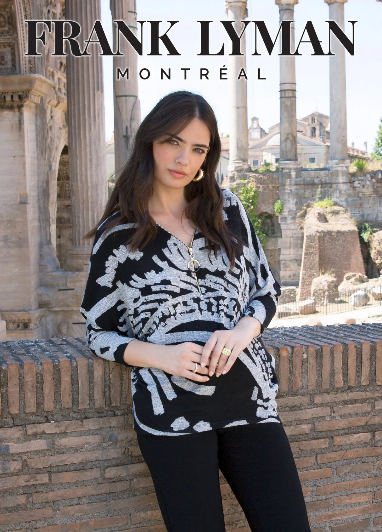 Frank Lyman 224169 Black/Grey Knit Top