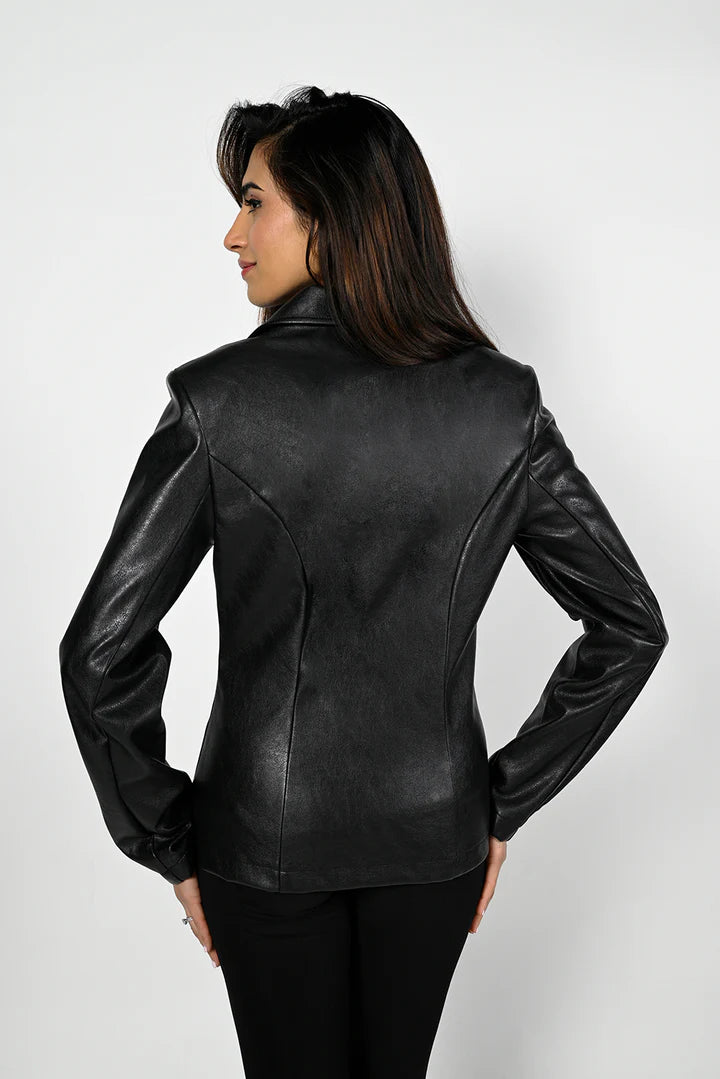 Frank Lyman Black Polyurethane Jacket 223397