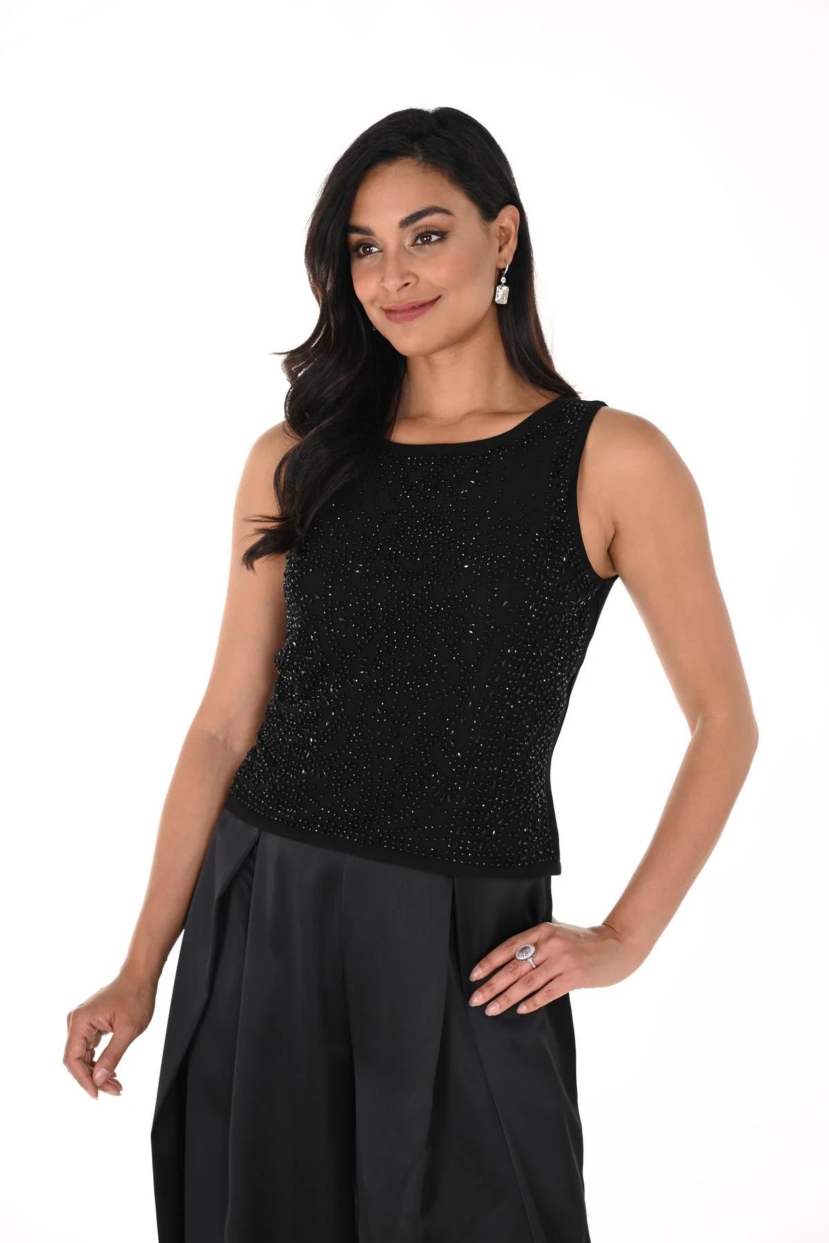 Frank Lyman Black Beaded sleeveless Top 248021