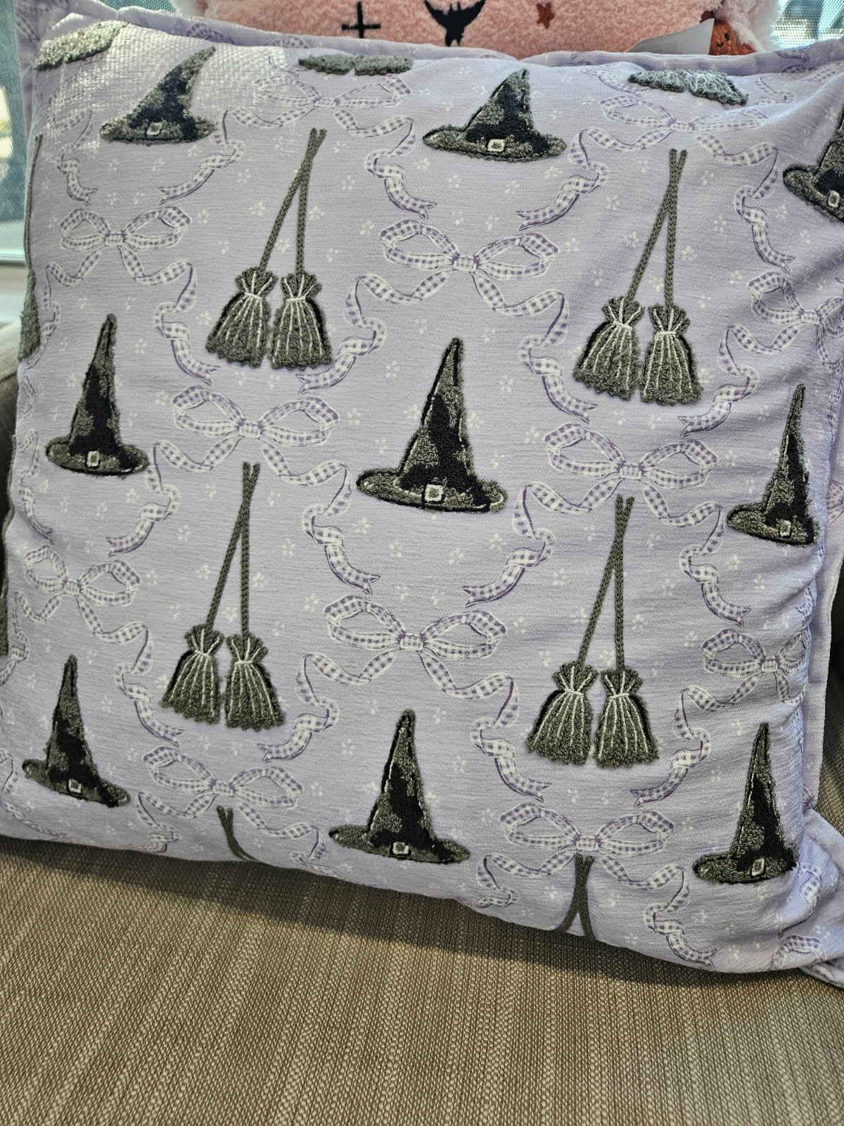 Witch Hat/broom Throw Pillow 2251