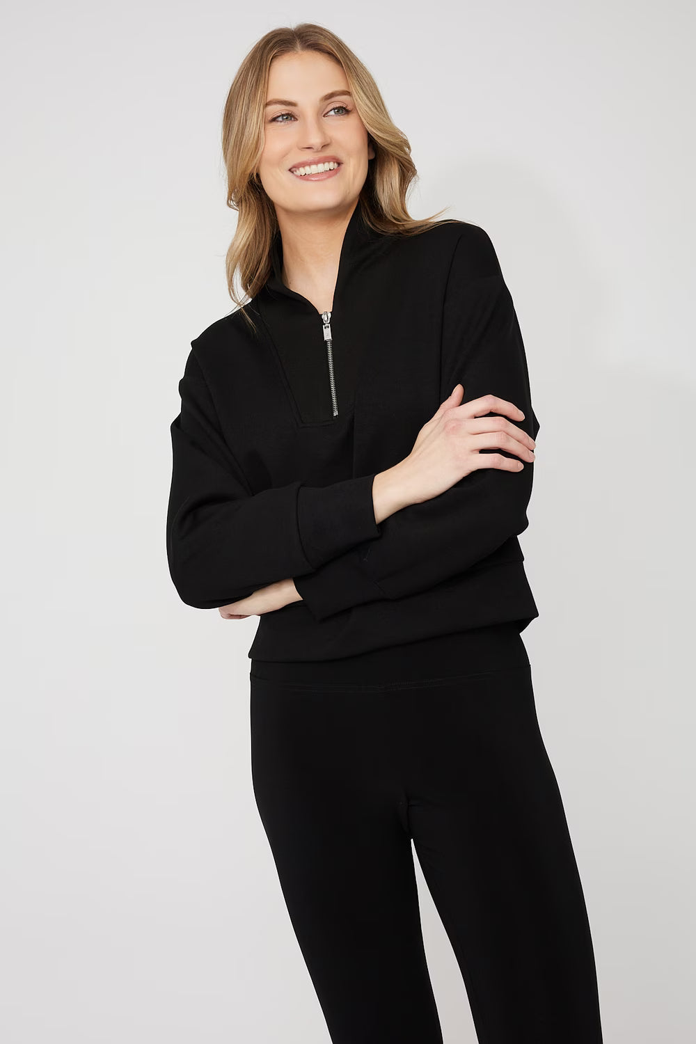 JOSEPH RIBKOFF Scuba Jersey Boxy Sweatshirt With High Collar and Front Zipper 261610