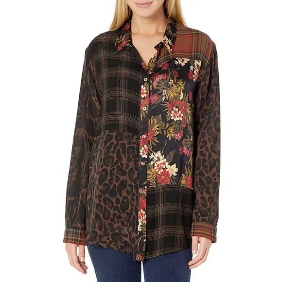JOHNNY WAS MIX MEDIA OVERSIZED SHIRT W15320-O