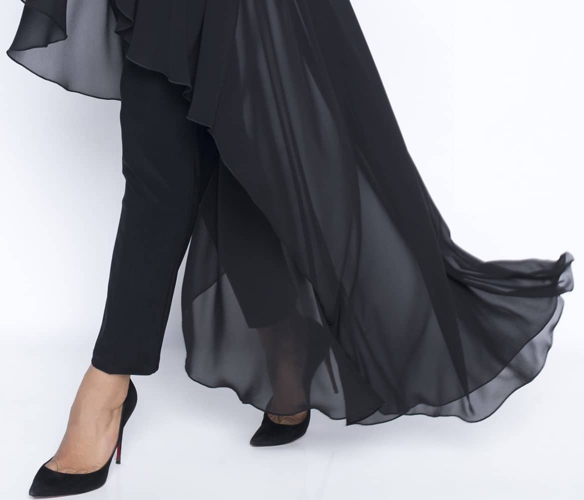 FRANK LYMAN BLACK PANT WITH OVERLAY STYLE 195091