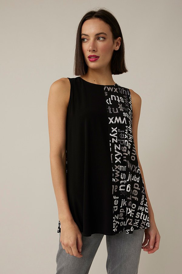JOSEPH RIBKOFF 221274 PRINT SLEEVELESS TOP BLACK/WHITE