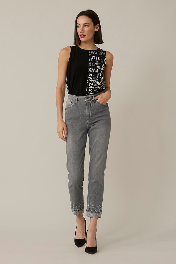 JOSEPH RIBKOFF 221274 PRINT SLEEVELESS TOP BLACK/WHITE