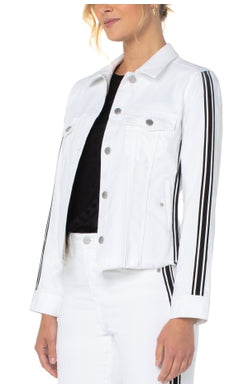 LIVERPOOL CUT OFF TRUCKER W/SPORTS STRIPE IN SPORT WHITE STYLE: LM1900QY-W