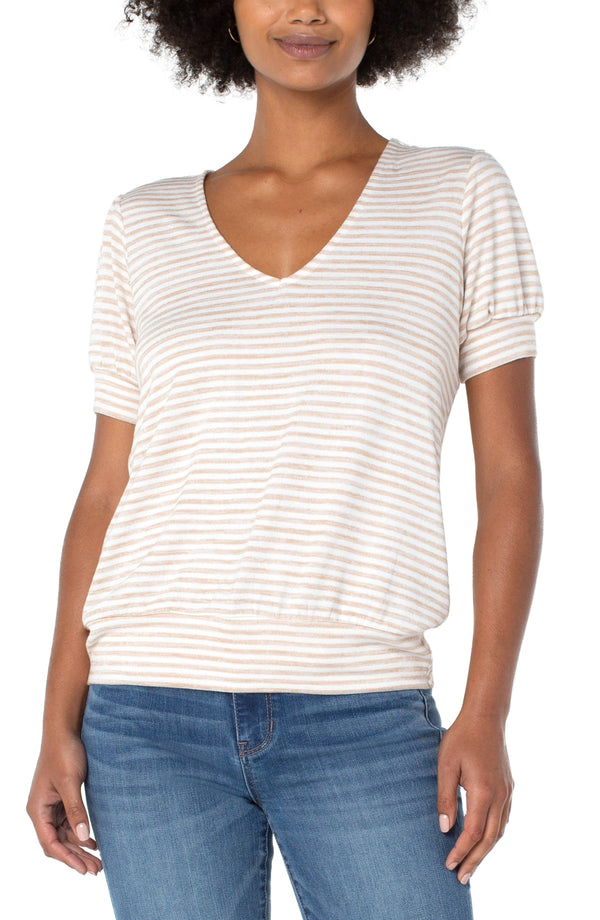 LIVERPOOL TWIST BACK SHORT SLEEVE KNIT TOP LM8716KG