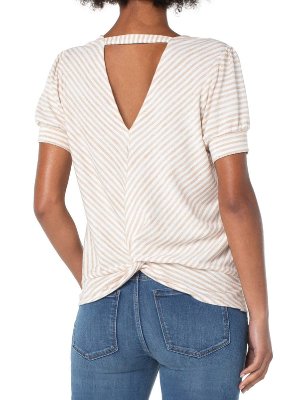 LIVERPOOL TWIST BACK SHORT SLEEVE KNIT TOP LM8716KG