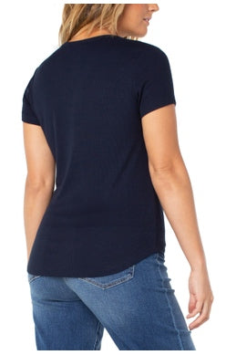 LIVERPOOL SHORT SLEEVE HENLEY TEE IN DARK NAVY STYLE: LM8568K40