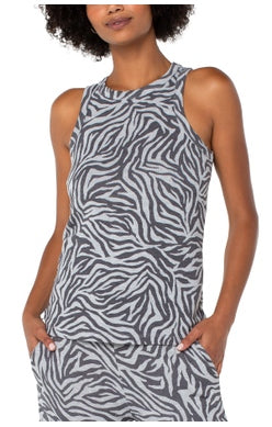 LIVERPOOL RACERBACK GREY ZEBRA TANK TOP STYLE: LM8595KU26