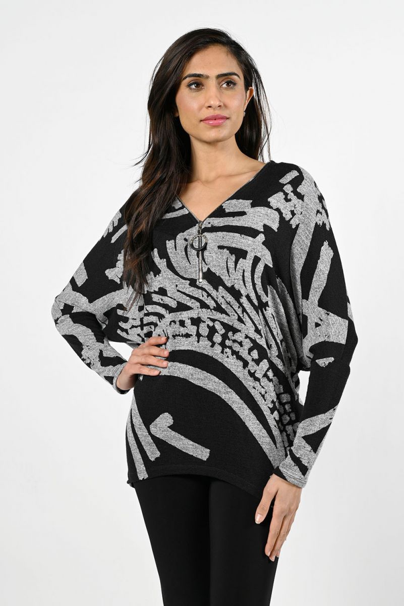 Frank Lyman 224169 Black/Grey Knit Top