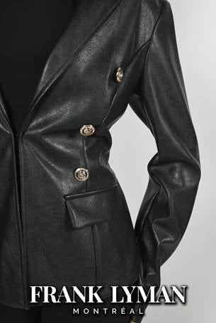 Frank Lyman Black Polyurethane Jacket 223397