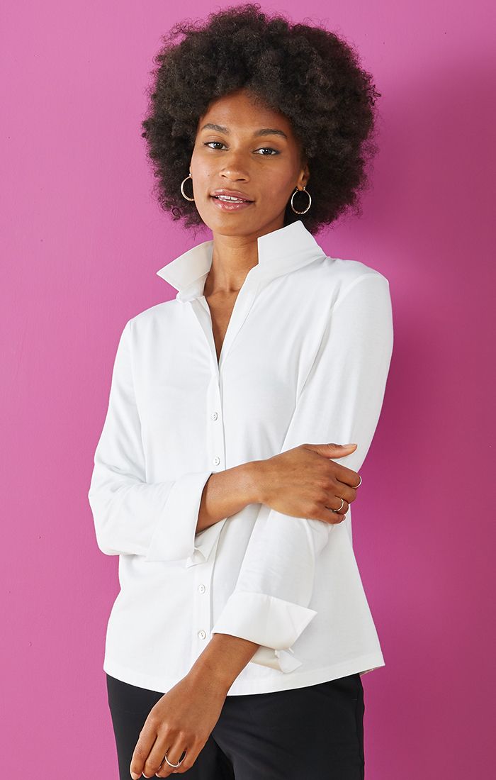 NIC+ZOE R211039 ESSENTIAL SHIRT LAYER WHITE