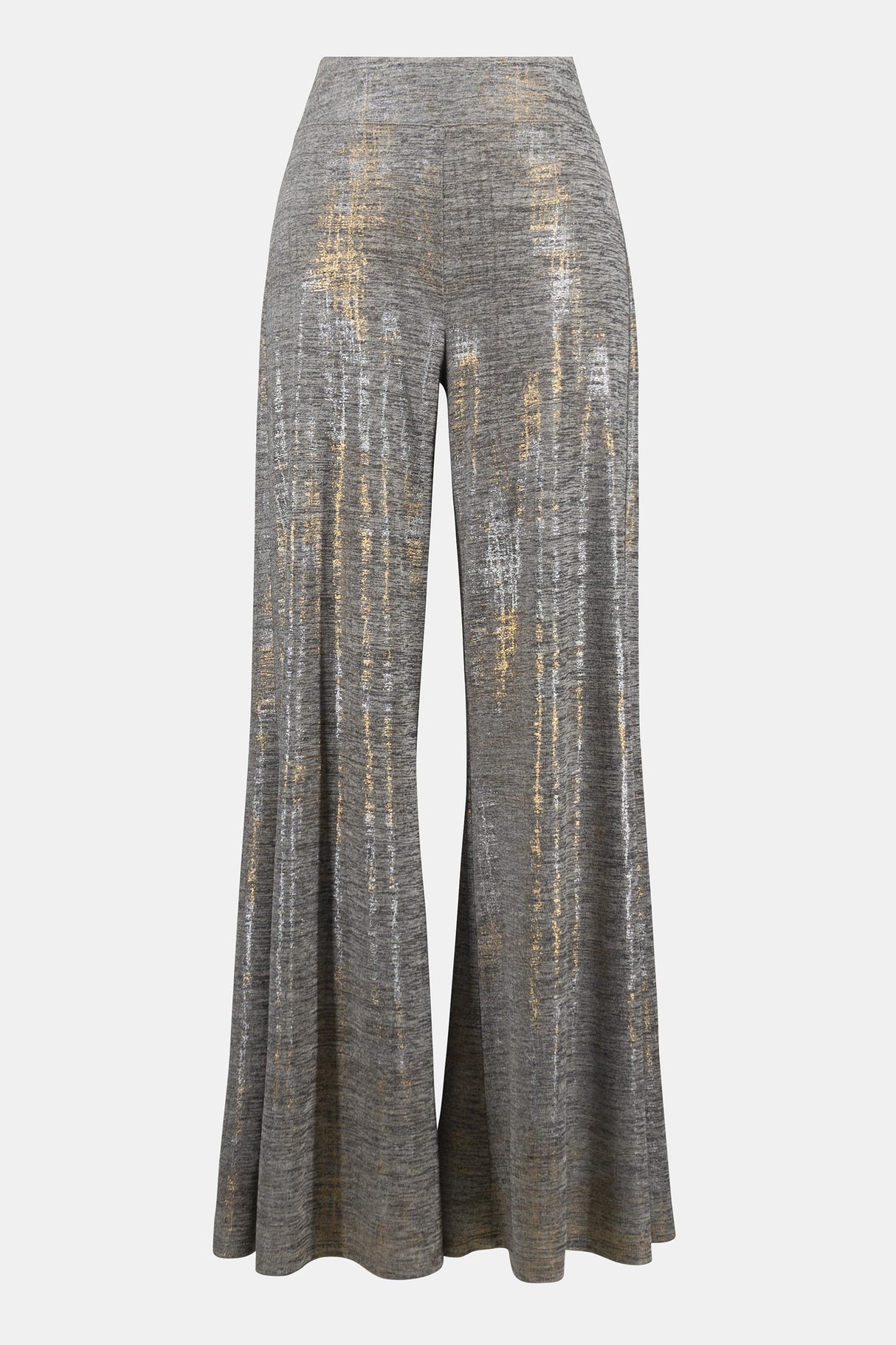 Foiled Melange Knit Wide-Leg Pants 253274