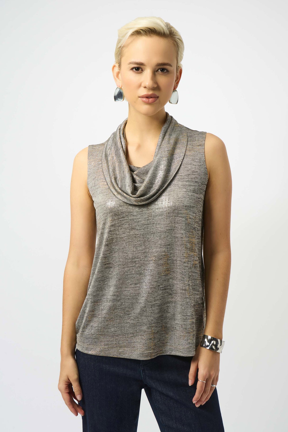 JR Foiled Melange Knit Sleeveless Top 253277