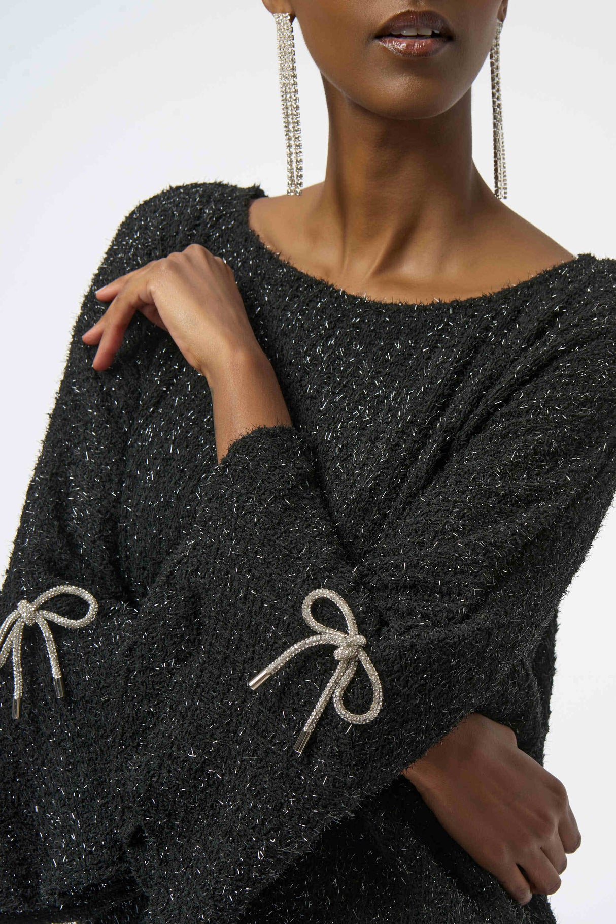 Fuzzy Metallic Knit Boxy Top 254098