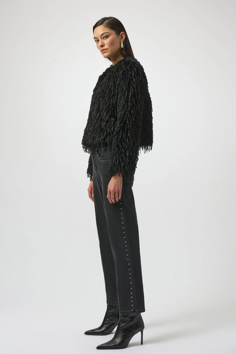 JOSEPH RIBKOFF, 254905, Faux Fur Collarless Boxy Jacket