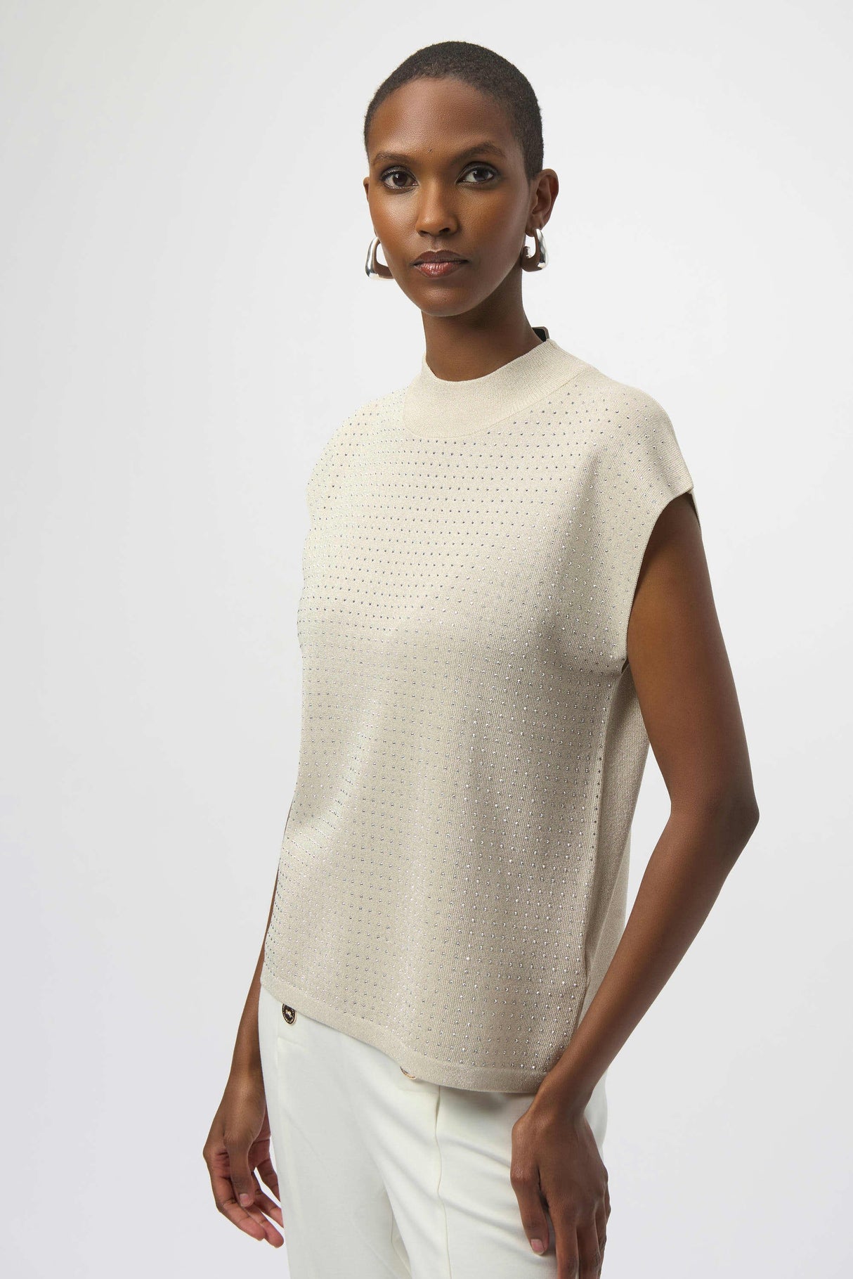 Sweater Knit Sleeveless Pullover with Iron-On Detail 254935
