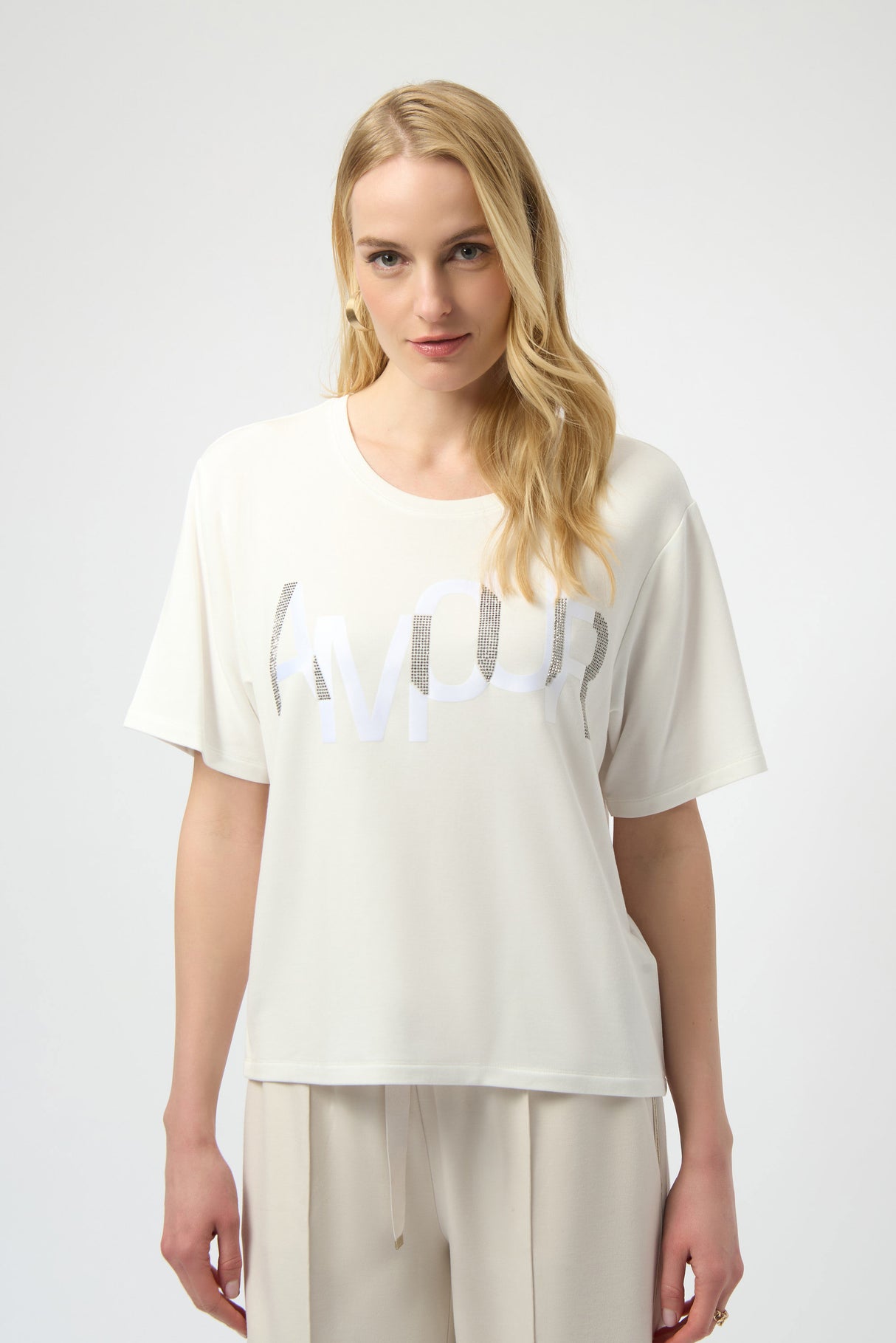 Amour Knit T-Shirt with Rhinestone Detail 254958