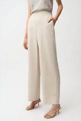 Jacquard Geometrical Texture Wide Leg Pull-On Pants 261056