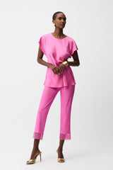 Millennium Pull-On Crop Pants With Guipure Detail 261159