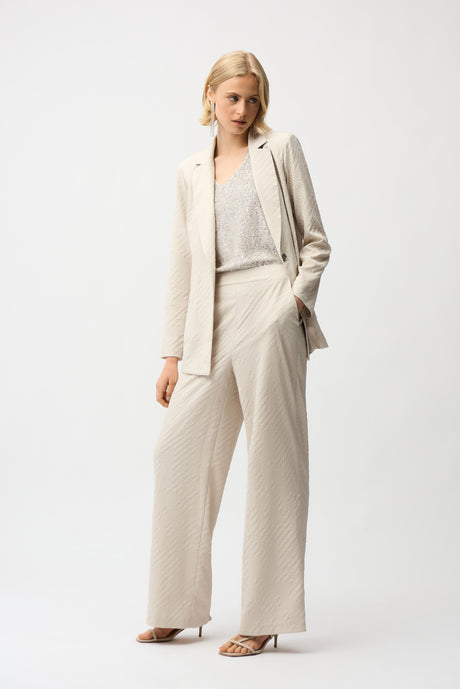 Geometric Textured Jacquard Straight Blazer  261196