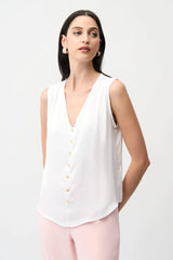 Recycled Satin Boxy Top With Gold Buttons 261249