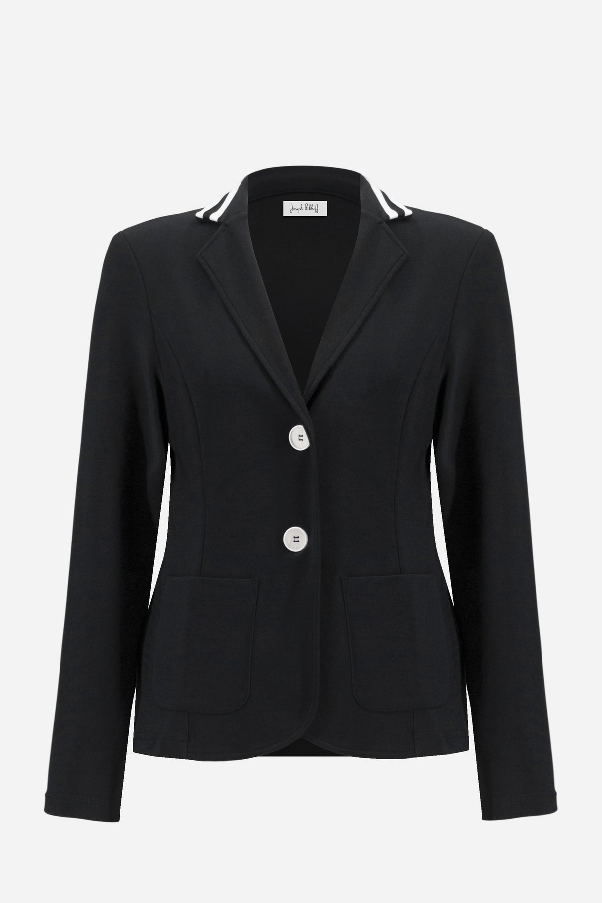 Silky Knit Fitted Blazer With Stripe Band Detail 261622