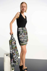 Cascade Knit Tropical Print Straight Pull-On Skirt 261627