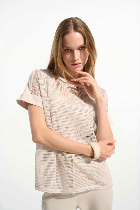 Silky Knit and Mesh Straight Top 261642