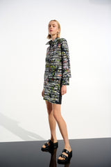 Cascade Knit Tropical Print Jacket With Contrast Panel 261644