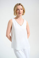 Signature | Recycled Satin Straight Top With Rhinestones Trim 261782